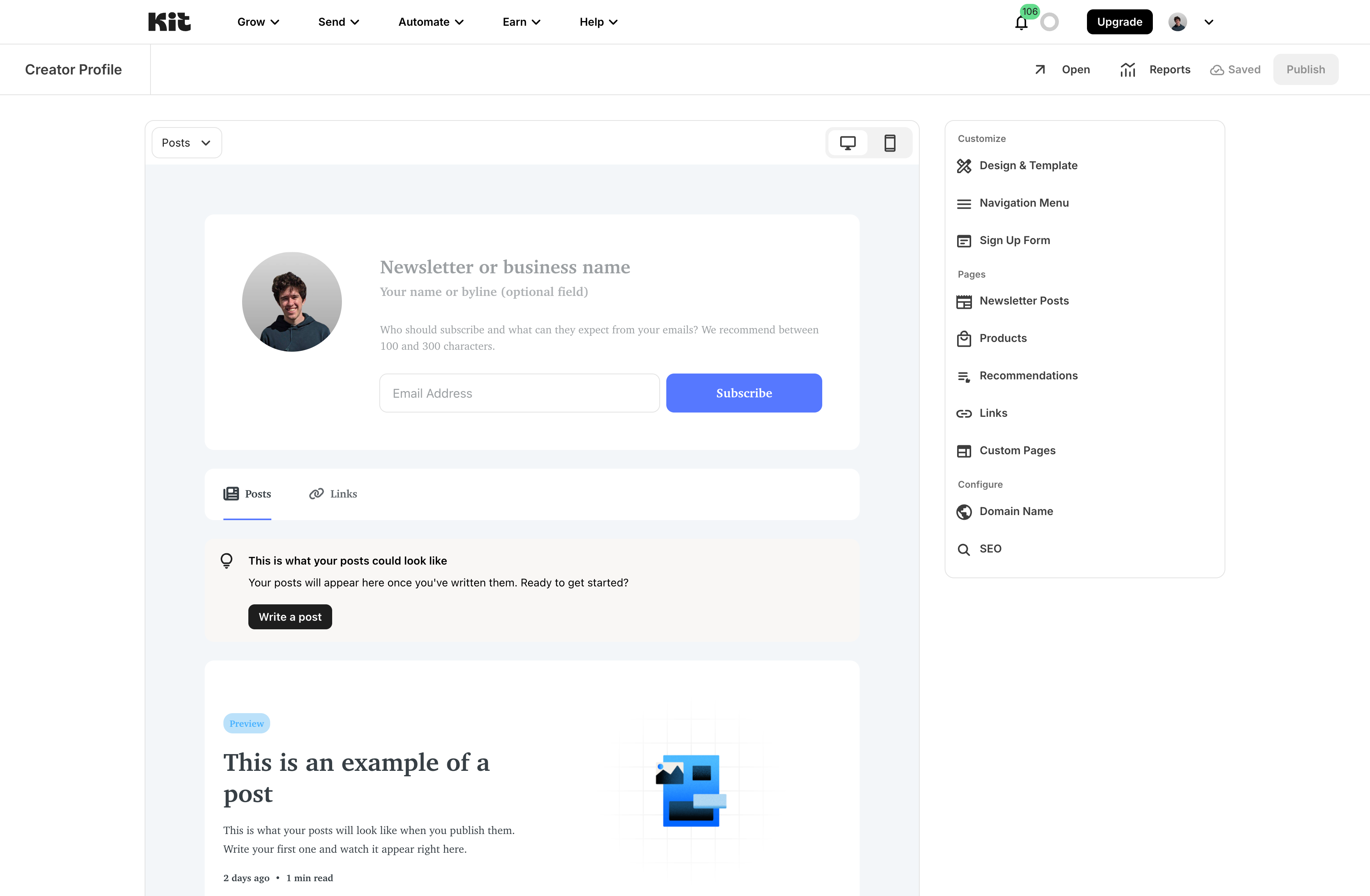 Kit Creator Profile showing the public reader-facing page