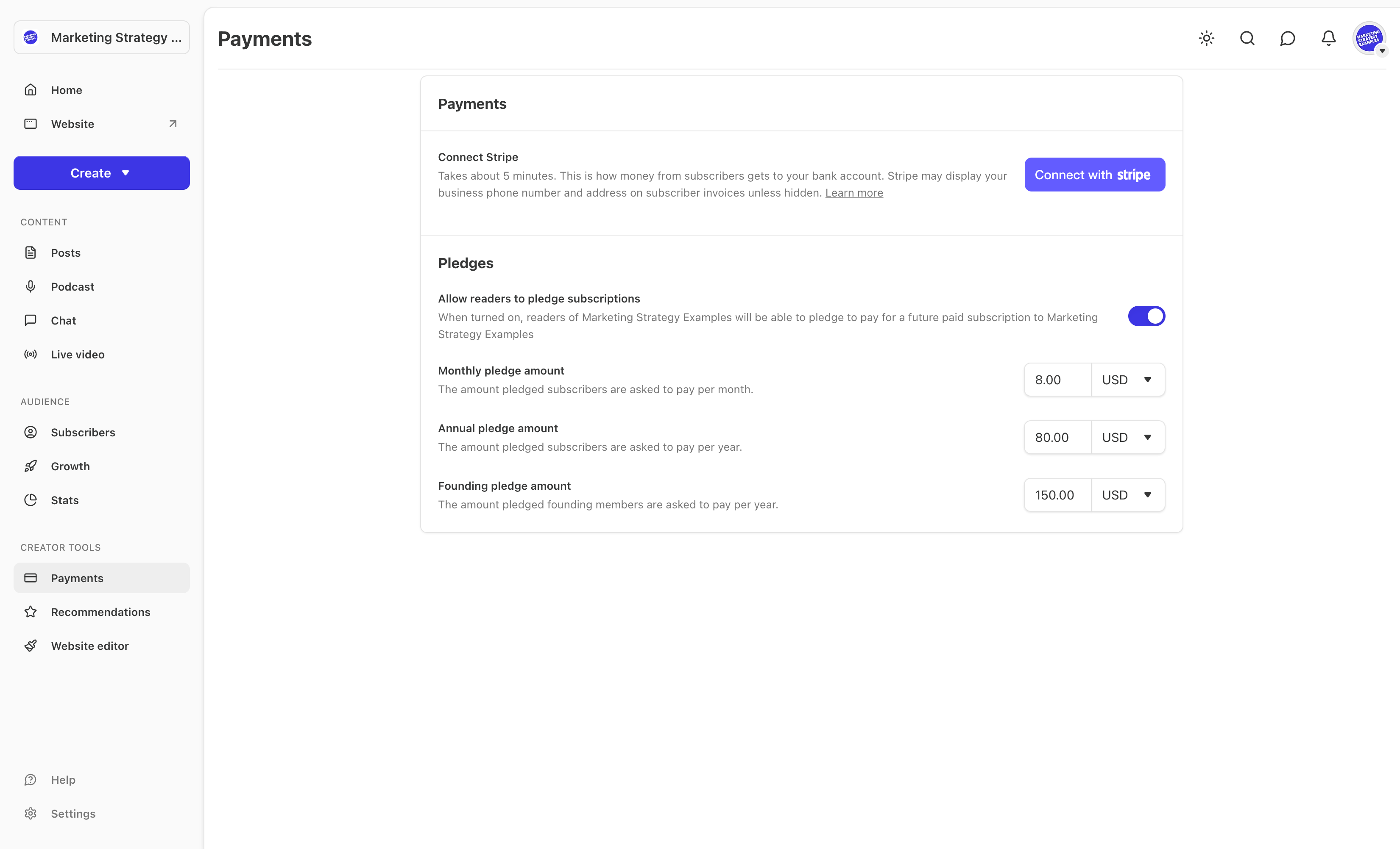 Substack paid subscription plans setup